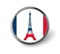 Insignia de metal con la bandera de la Torre Eiffel de Francia de 2.5 cm, broche redondo para ropa, sombrero, bolsa, corbata, accesorios, decoración