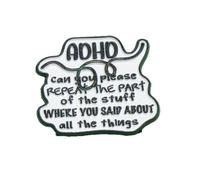 Insignia de metal conmovedora para grupos de trastorno por déficit de atención que repiten todo