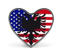Insignia de metal divertida con la bandera de Albania y EE. UU., broche de 1 pulgada en forma de corazón, para ropa, sombreros, bolsos, accesorios, corbatas, decoración.
