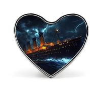 Insignia de metal divertida de Titanic in Thunder de 1 pulgada con forma de corazón, broche para ropa, sombrero, bolso, accesorios, corbata, decoración