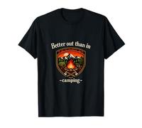 Insignia de montaña Better out Than In Camping Camiseta