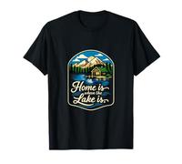 Insignia de montaña Home Is Where The Lake Is Camping Camiseta