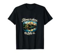Insignia de montaña Home Is Where The Lake Is Camping Camiseta