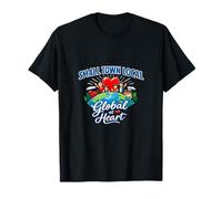 Insignia de Orgullo de Ciudad pequeña Local Global at Heart Camiseta