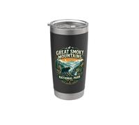 Insignia de oso vintage del parque nacional de las Grandes Montañas Humeantes Vaso térmico de acero inoxidable de doble pared