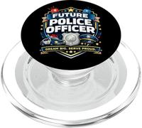 Insignia de policía con Texto en inglés «Future Police Officer Dream Big Serve Proud Pol PopSockets PopGrip para MagSafe
