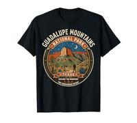 Insignia de Senderismo Vintage del Parque Nacional de Las Montañas Guadalupe Texas Camiseta