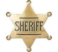 Insignia de sheriff, insignia hexagonal de sheriff para adultos, insignias de estrella de sheriff occidental, decoraciones elegantes y únicas para ceremonias y celebraciones, decoración de fiesta de