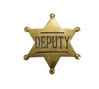Insignia de sheriff, insignia única de moda con hexagrama dorado y estrella de sheriff, pin de medalla de honor retro para niños adultos, para ceremonias y celebraciones, decoración de fiesta de