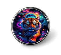Insignia de tigre colorida, pin redondo, pin de solapa, broche estampado, regalos para hombres y mujeres, 1 pulgada