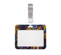 Insignia de trabajo con diseño de búho majestuoso colorido, carcasa protectora deslizante horizontal con ventana transparente