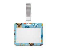 Insignia de trabajo de Bulldog para vacaciones de verano y ocio, carcasa protectora con patrón de dibujos animados divertido con ventana transparente