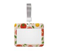 Insignia de trabajo de tomate y huevo frito con carcasa protectora y divertido patrón de dibujos animados con ventana transparente