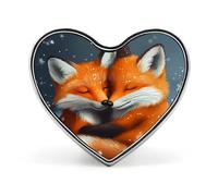 Insignia de zorro nevado con forma de corazón lindo broche de botón para mochila, chaquetas, sombreros, decoración