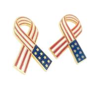Insignia del Día de la Independencia a prueba de óxido con artesanía de aleación, accesorio patriótico para disfraces festivos, pin de cinta de bandera, talla única, como se describe