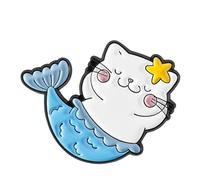 Insignia esmaltada de dibujos animados de gatos, sirenas, elegante, accesorio de joyería de animales, para adolescentes y adultos, atuendo casual, realzador, sirenas, gatos, broche, talla única, como