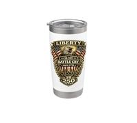 Insignia estadounidense de 250 años de servicio activo de Liberty Battle Cry desde 1776 Vaso térmico de acero inoxidable de doble pared