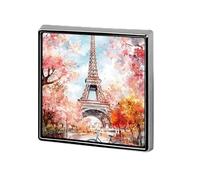 Insignia metálica cuadrada con diseño de la Torre Eiffel de París, con acuarela, broches estampados, bonitos botones decorativos para mochilas y ropa.