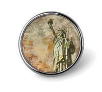 Insignia metálica de la Estatua de la Libertad de Nueva York vintage de 2,5 cm con broche redondo para ropa, sombrero, bolsa, corbata, accesorios, decoración