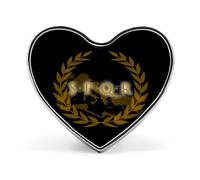 Insignia metálica divertida con emblema del Imperio Romano SPQR de 1 pulgada con forma de corazón, broche para ropa, sombrero, bolso, accesorios, corbata, decoración