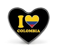 Insignia metálica novedosa con la bandera de I Love Colombia1 de 1 pulgada, broche en forma de corazón, accesorios para ropa, bolsos y corbatas.