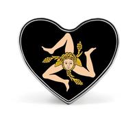 Insignia metálica novedosa con la bandera de Sicilia de 2,5 cm (1 pulgada), broche en forma de corazón, accesorios para ropa, bolsos y corbatas.