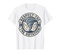 Insignia meteorológica Respect The Rotation Storm Chaser Tornado Camiseta gráfica económica, Hombre, Blanco, M