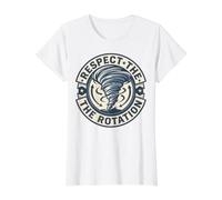 Insignia meteorológica Respect The Rotation Storm Chaser Tornado Camiseta gráfica económica, Mujer, Blanco, M