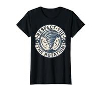Insignia meteorológica Respect The Rotation Storm Chaser Tornado Camiseta gráfica económica, Mujer, Negro, M