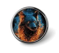 Insignia redonda con cabeza de lobo en llamas azules, divertida, de 2,5 cm, broche de solapa, pin de moda para sombrero, camisa, corbata, botones, insignias para fiestas, insignias decorativas para ro