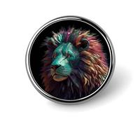 Insignia redonda con diseño abstracto de león en 3D. Pin de solapa moderno, ligero y de metal, ideal para sombrero, chaqueta o mochila.