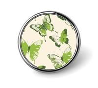 Insignia redonda con pasador seguro para ropa, sombreros y bolsos, mariposa verde, pin de solapa de metal, broche o botón para traje, chaqueta o camisa, recuerdo personalizado.