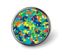 Insignia redonda de aleación de 2,5 cm (1 pulgada), broche ligero de moda para hombres y mujeres, diseño de cachorro cruzando el césped.