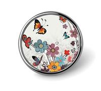 Insignia redonda de dibujos animados con diseño de mariposas y flores, bonito broche para sombreros, chaquetas, decoración personalizada, accesorios de joyería para boda, fiesta, regalo