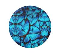Insignia redonda de hojalata con estampado de mariposas azules de 6 cm, impresión de un solo lado, perfecta para decoración de estilo personal y regalo, talla única, Metal