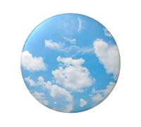Insignia redonda de hojalata de 6 cm con estampado de nube azul cielo y blanco en un solo lado, perfecto para decoración de estilo personal y para regalar, talla única, Metal