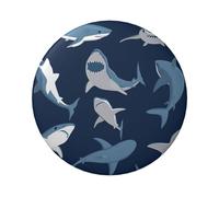 Insignia redonda de hojalata de 6 cm con estampado de tiburón de dibujos animados, color azul, perfecta para decoración de estilo personal y para regalar, talla única, Metal
