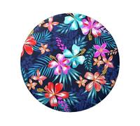 Insignia redonda de hojalata de 6 cm con estampado floral azul de un solo lado, perfecta para decoración de estilo personal y regalo, talla única, Metal