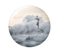 Insignia redonda de hojalata de 6 cm, impresión de faro en tormenta, perfecta para decoración de estilo personal y regalo, talla única, Metal