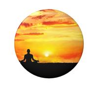 Insignia redonda de hojalata de 6 cm, impresión de meditación y yoga, de un solo lado, perfecta para decoración de estilo personal y regalo, talla única, Metal