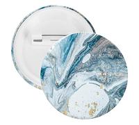 Insignia redonda de hojalata de lujo con pintura acrílica mixta blanca y azul con polvo dorado, 1 unidad. Insignia de solapa, pin de corbata, botón ligero para decoración de oficina, para hombres y mu