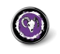 Insignia redonda de metal con diseño de cabra malvada de Aries, botón impreso, insignias circulares personalizadas de 1 pulgada