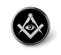 Insignia redonda de metal con diseño de misticismo y misterios de la masonería. Insignia de botón impresa. Insignias circulares personalizadas de 1 pulgada.