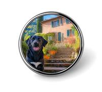 Insignia redonda de metal con diseño de perro labrador negro, broches estampados, bonitos botones decorativos, alfileres para mochilas y ropa.