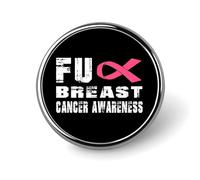 Insignia redonda de metal con el lema "Fuck Breast Cancer Awareness" (Que se joda la concienciación sobre el cáncer de mama), broche de botón con elegante diseño patriótico, insignias decorativas par