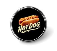 Insignia redonda de metal con forma de perrito caliente, broche de solapa, regalos para hombres y mujeres, ropa, bolsos y sombreros.