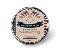 Insignia redonda de metal con la bandera del Día del Recuerdo de Pearl Harbor, broche de solapa con elegante diseño patriótico, insignias decorativas para hombres y mujeres.