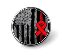 Insignia redonda de metal con la bandera estadounidense para concienciar sobre el cáncer de sangre, broche decorativo con diseño patriótico elegante para hombres y mujeres.