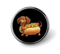 Insignia redonda de perrito caliente, pin de identificación, insignia metálica, broche decorativo, pin de botón portátil, para mochilas, chaquetas y sombreros.