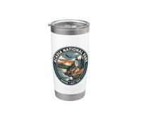 Insignia retro del faro y águila del Parque Nacional Acadia Maine Vaso térmico de acero inoxidable de doble pared
